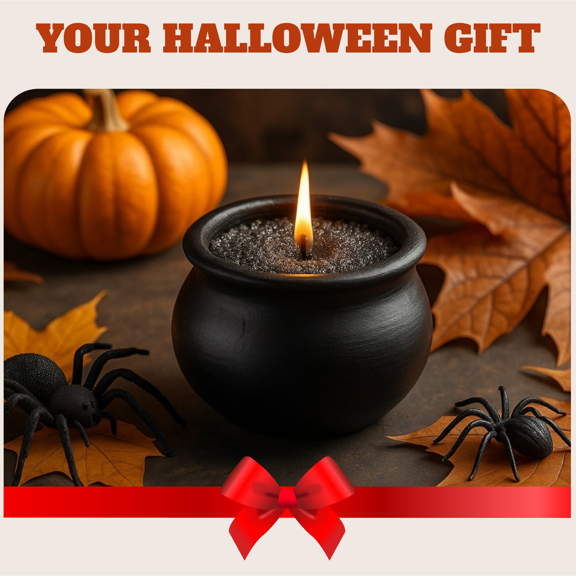 Tula's black sand candle in a halloween decoration